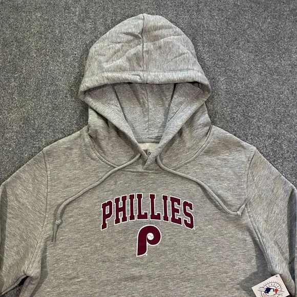 Philadelphia Phillies Retro Arch Logo New Era Hoodie Womens X-Large XL Gray MLB - Picture 2 of 16